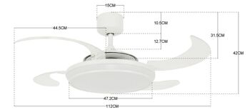 FANAWAY - Ventilateur de plafond LED Evo 1 avec pales extensibles, télécommande et éclairage, blanc 7