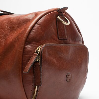 Weekend duffel Leather Bag Cognac