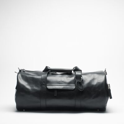 Weekend duffel leather padel bag Black