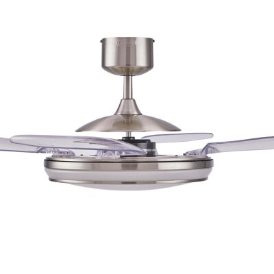 FANAWAY - Evo 1 LED ceiling fan with extendable blades, remote control and light, brushed chrome