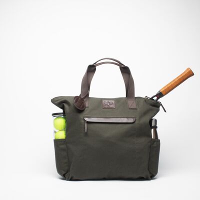 Canvas Tennis Tote Bag Olive Green
