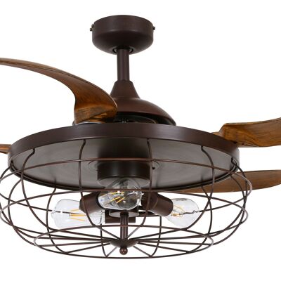 FANAWAY - Industri ceiling fan with extendable blades and designer lamp, incl. Remote control, ORB