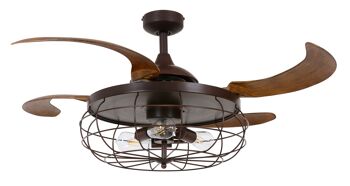 FANAWAY - Ventilateur de plafond industriel avec pales extensibles et lampe design, avec télécommande, ORB 1