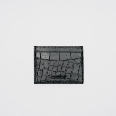 Card Holder Black Leather Croco