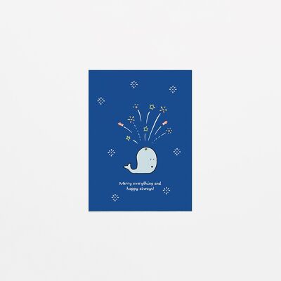Ballena de fuegos artificiales - tarjeta de Navidad