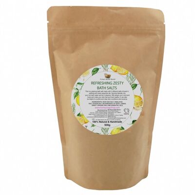 Refreshing And Zesty Bath Salts, 100% Natural, Refill Pouch, of 500g