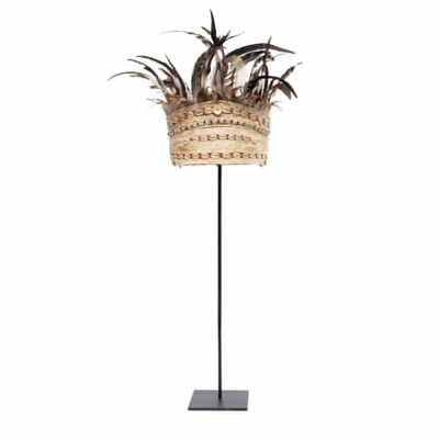 The Guinea Feather Hat on Stand - Natural Black