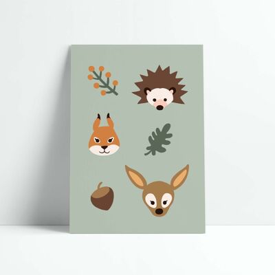 Poster 30x40 cm Die Tiere des Waldes