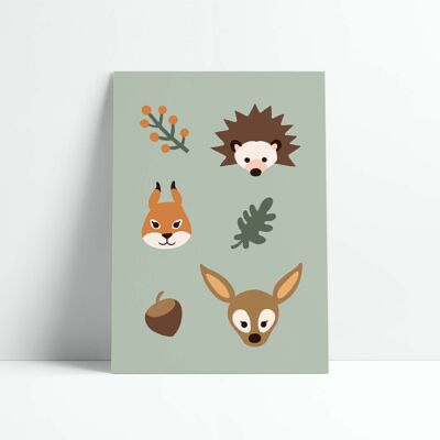 Poster 30x40 cm The Animals of the Forest