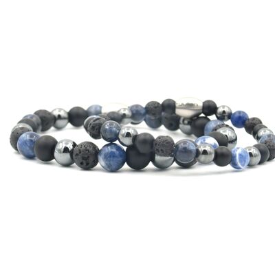 SEÑOR. & SEÑORA. Conjunto pulsera azul-negro