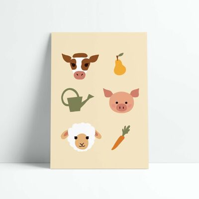 Poster 30x40 cm Farm Animals