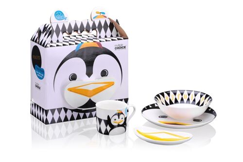 Pop Penguin 4pcs tableware set for children, porcelain