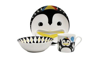 Ensemble de vaisselle Pop Penguin 4pcs pour enfants, porcelaine 3
