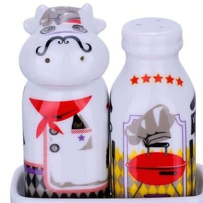 Kings of Grill – 3 pièces Cowdy Salt & Milk Pepper avec plateau, porcelaine