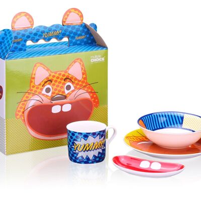 Pop cat - dinnerware for kids, tablewware, porcelain set 4pcs