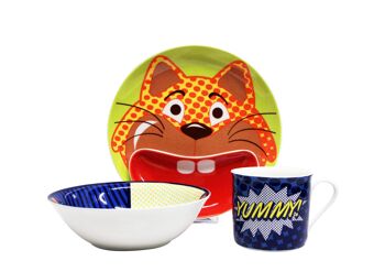 Pop cat - vaisselle pour enfants, vaisselle, service en porcelaine 4pcs 5