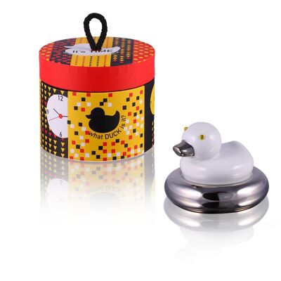 3 in1 Swimming Duckie Table Clock/Jewelry box and Porcelain Figurine, Hat Box
