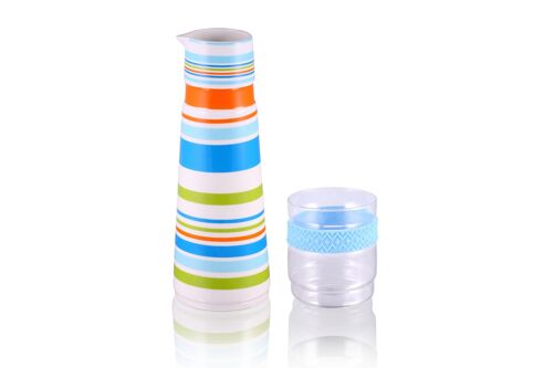 Multistraps water jug, caraffe, glass set, New Bone China 2pc
