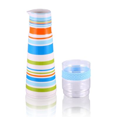 Multistraps water jug, caraffe, glass set, New Bone China 2pc