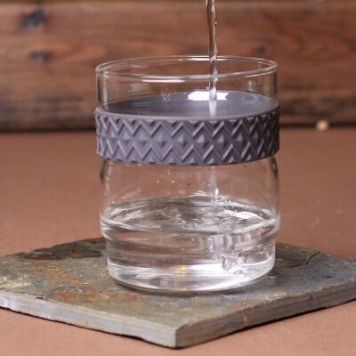 Black Etno, 400 ml, tasse en verre empilable avec anneau en silicone, verre borosilkate