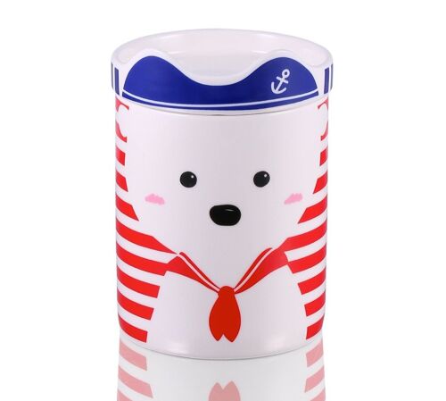 Ted Ahoj , White Teddy Bear, 2pc Happy Head Mug with Lid set, New Bone China