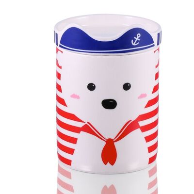 Ted Ahoj , White Teddy Bear, 2pc Happy Head Mug with Lid set, New Bone China