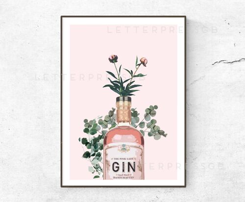 Pink Gin Bottle Poster__A1 (23.4"x33.1") / Mint