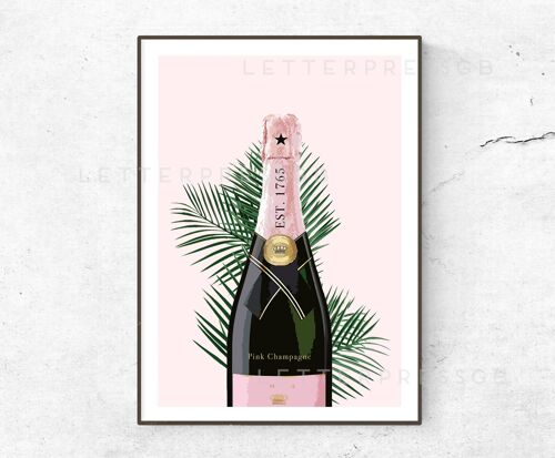Pink Champagne Bottle Poster__A1 (23.4"x33.1") / Mint