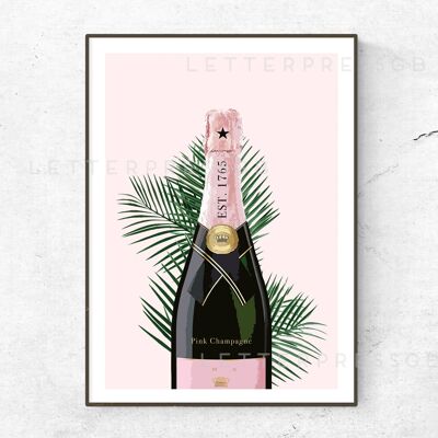 Poster bottiglia di champagne rosa __A1 (23,4 "x 33,1") / menta