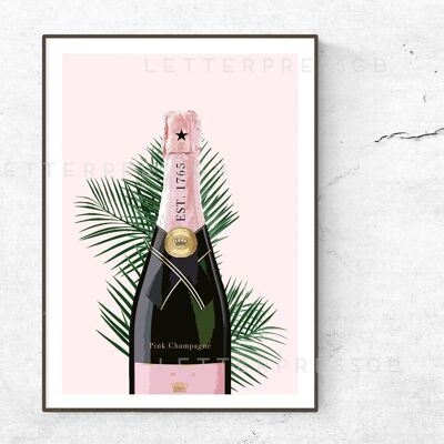Affiche Bouteille de Champagne Rose__A1 (23,4"x33,1") / Menthe