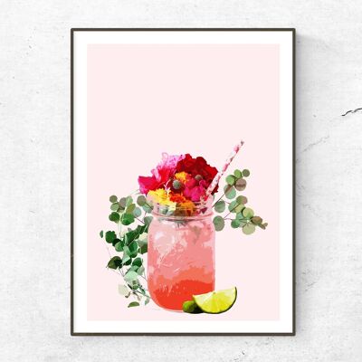 Poster di cocktail Daiquiri alla fragola__A1 (23,4 "x 33,1") / menta