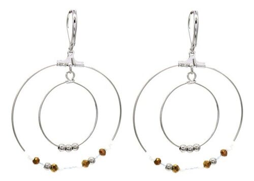 I-A5.1 E010-023S S. Steel Earrings with Glassbeads 6x4cm