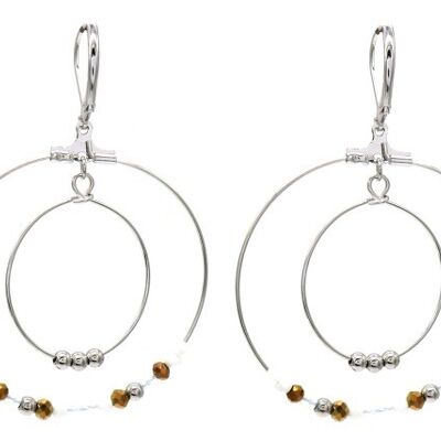 I-A5.1 E010-023S S. Steel Earrings with Glassbeads 6x4cm