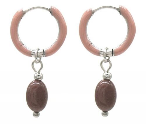 C-B5.5 E2142-032S S. Steel Earrings 1x2.5cm Purple Aventurine