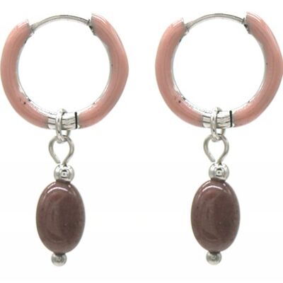 C-B5.5 E2142-032S S. Steel Earrings 1x2.5cm Purple Aventurine