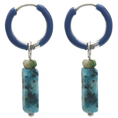 B-C6.4 E2142-027S Pendientes Acero Inox 1x2.5cm Gneis Azul