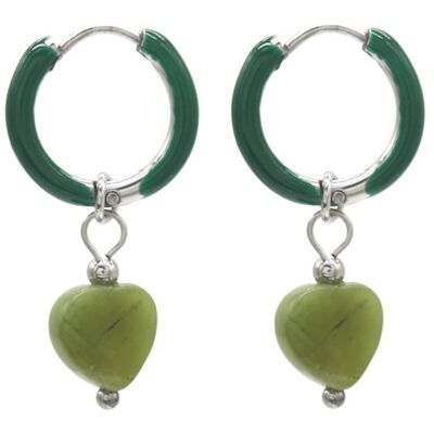 C-B3.2 E2142-031S Boucles d'oreilles en acier inoxydable 1x2,5 cm Jade du Sud