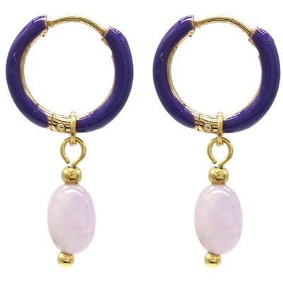 B-E6.1 E2142-033G S. Steel Earrings 1x2.5cm Amethyst