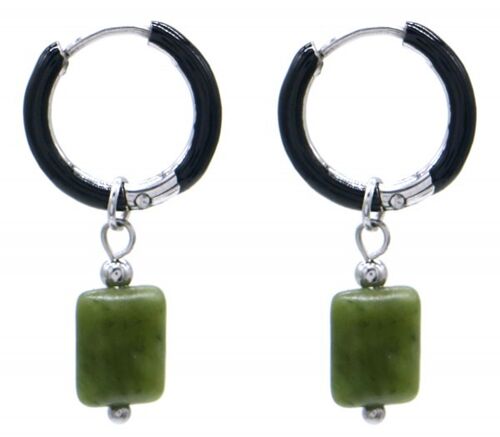 B-A20.5 E2142-029S S. Steel Earrings 1x2.5cm Southern Jade