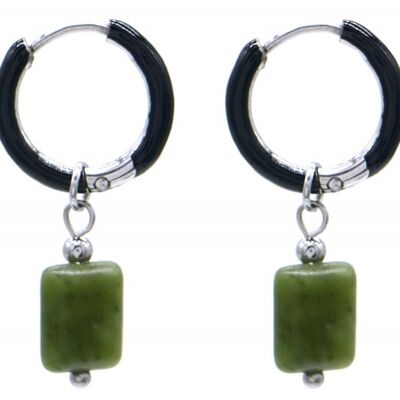 B-A20.5 E2142-029S Boucles d'oreilles en acier inoxydable 1x2,5 cm Jade du Sud