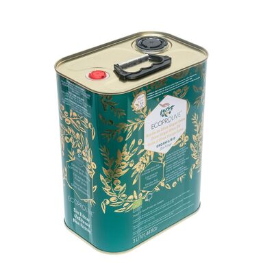 Unfiltered Organic Extra Virgin Olive Oil - ECOPROLIVE. 3 liter can. Early harvest coupage.
