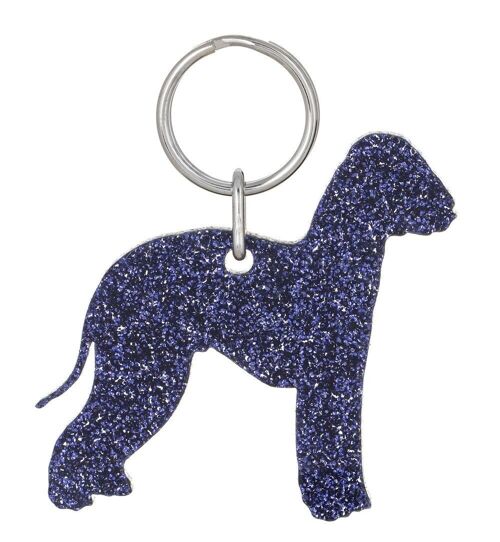 Glitter Bedlington Terrier Keyring