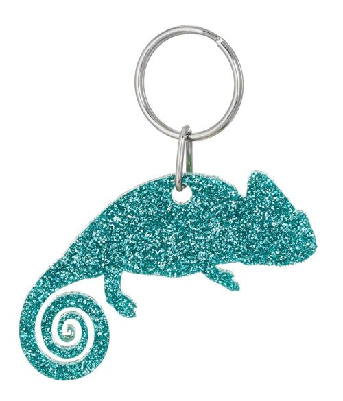 Glitter Chameleon Keyring