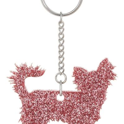 Glitter Long Haired Chihuahua Keyring