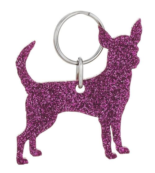 Glitter Smooth Haired Chihuahua Keyring