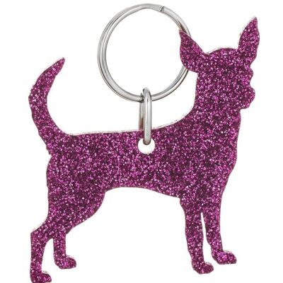Glitter Smooth Haired Chihuahua Keyring