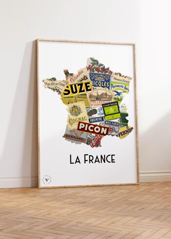 Carte de France des alcools - Affiche 30x40 cm - Idée cadeau pour amoureux de spiritueux 3