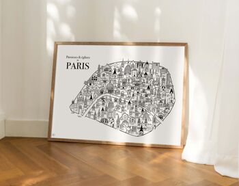 Carte des églises de Paris - Affiche 30x40cm - Idée cadeau pour amoureux de Paris 1