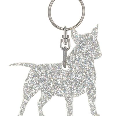 Portachiavi Bull Terrier in miniatura glitterato