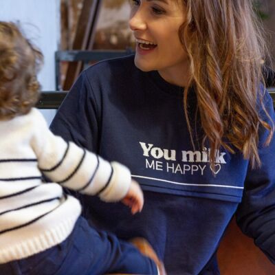 Pack 6 breastfeeding sweatshirts all sizes You Milk me Happy navy blue color